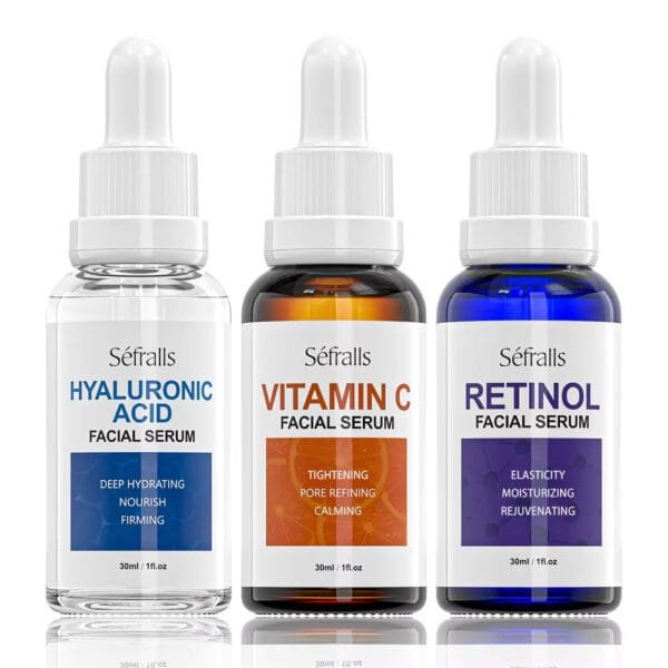 Sefralls Facial Serum Set – Hyaluronic Acid, Retinol, Vitamin C, Moisturizing & Nourishing Skin Care.