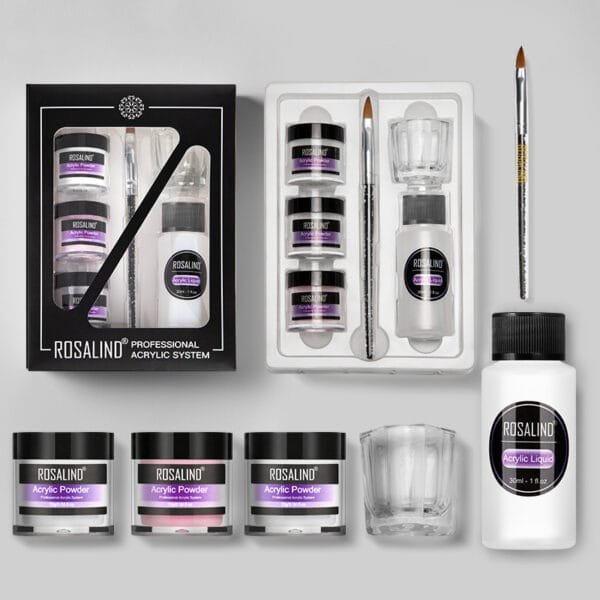Acrylic Nail Kit: Powder, Liquid, Tools, Extensions & Carving.