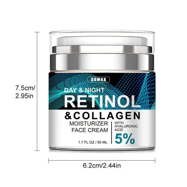 Retinol Collagen Cream: Anti-Aging, Anti-Wrinkle, Firms & Lifts, with 5 Hyaluronic Acids for 24-Hour Hydration. - Image 3