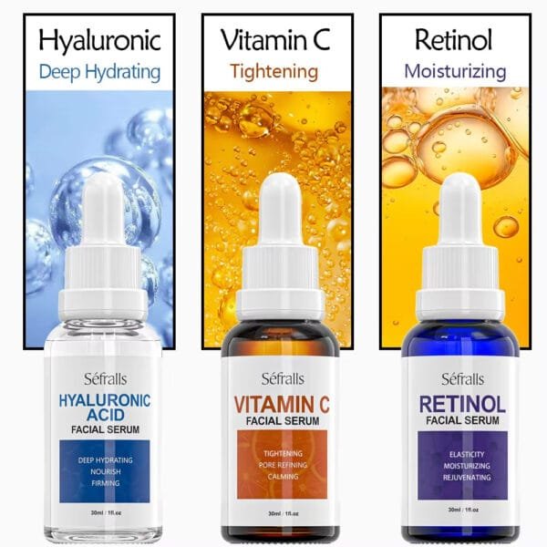 Sefralls Facial Serum Set – Hyaluronic Acid, Retinol, Vitamin C, Moisturizing & Nourishing Skin Care. - Image 6